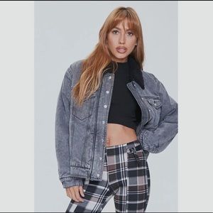 UNOPEN Faux Sherling-Collar Denim Jacket